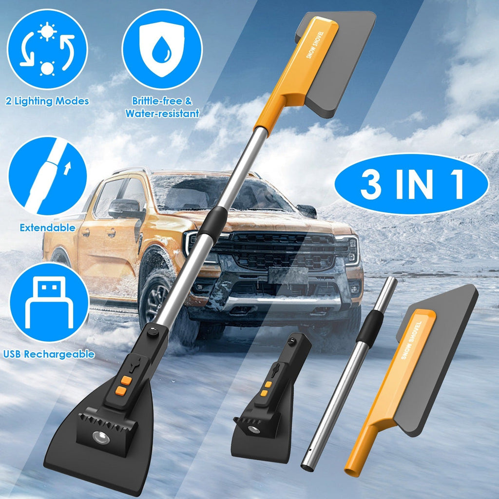1Pc 3 In 1 Car Snow Removal Shovel With Lights Car Snow Removal Tool