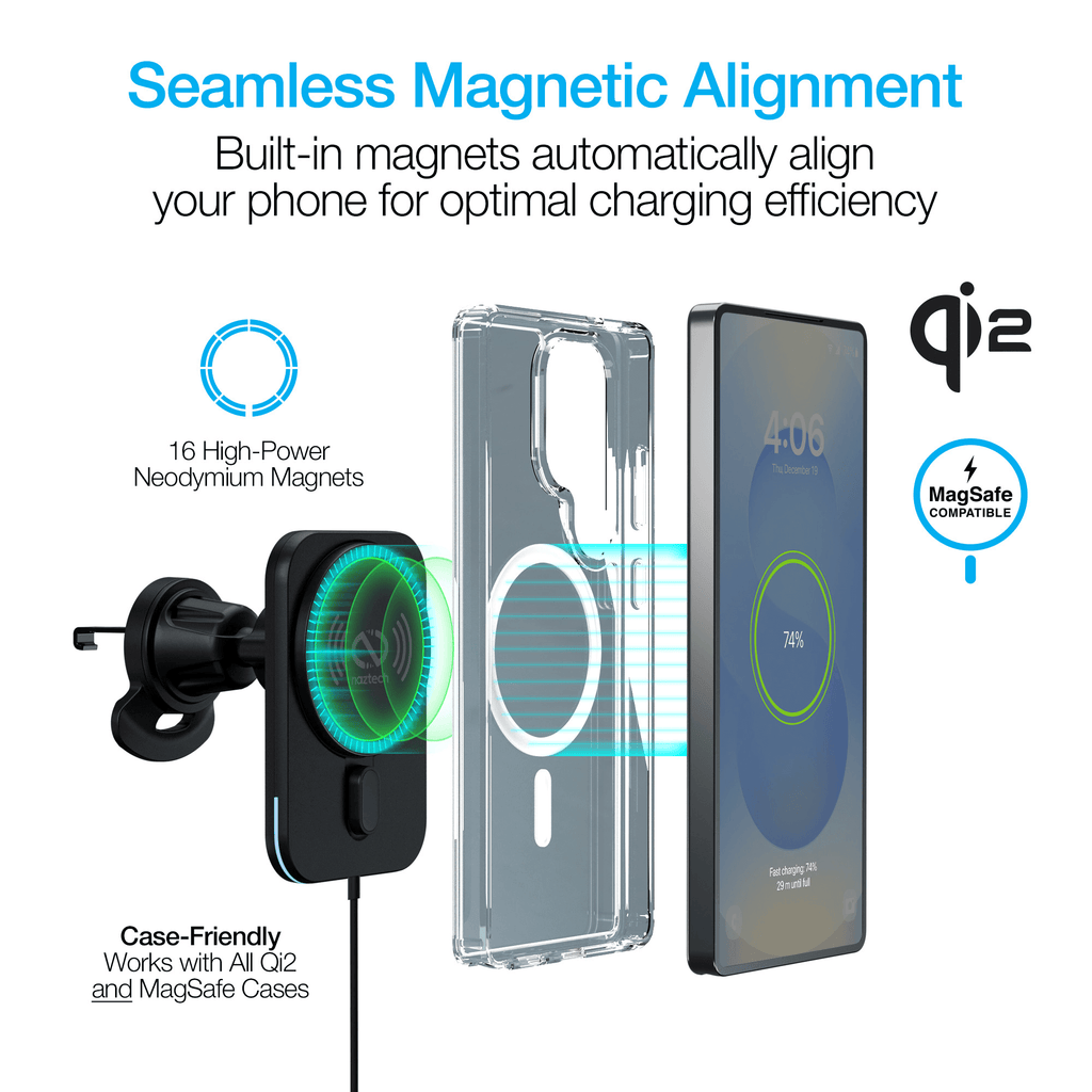 Naztech MagLock CAR 15W Magnetic Wireless Fast Charging Vent Mount